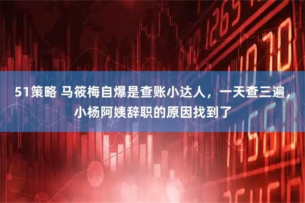 51策略 马筱梅自爆是查账小达人，一天查三遍，小杨阿姨辞职的原因找到了